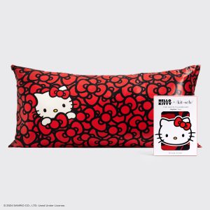 Kitsch x Hello Kitty Satin Pillowcase in Kitty Bathes in a Sea of Bows - King
