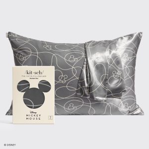 Kitsch x Mickey and Minnie Satin Pillowcase in Mickey Maze